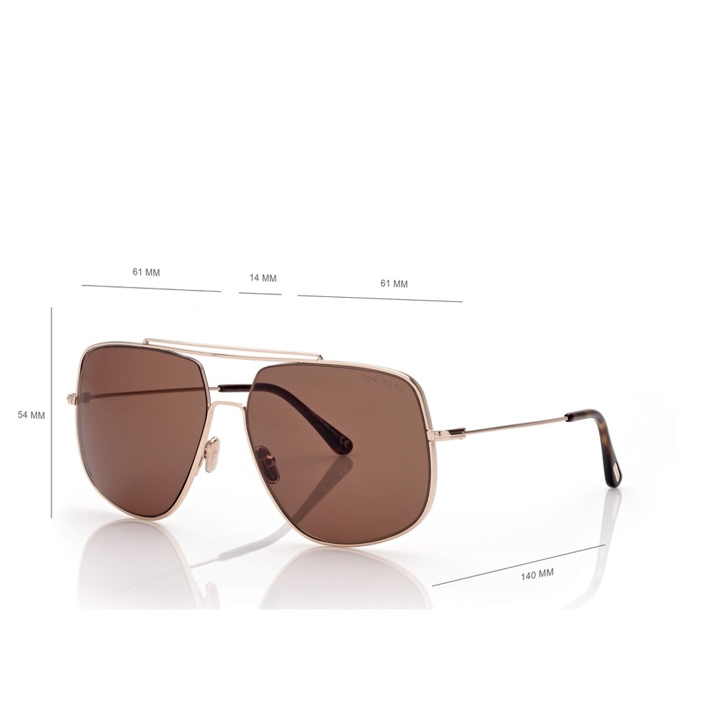 Tom Ford Rose Gold Frame Brown Lens Aviator Sunglasses